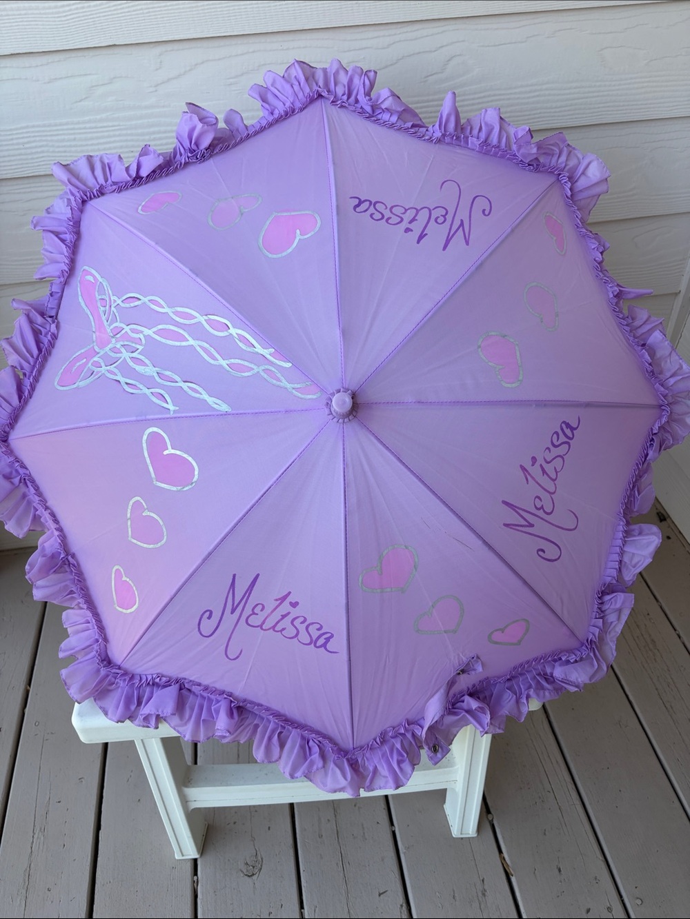 Personalized Lavender Kids Umbrella with Ruffle Trim